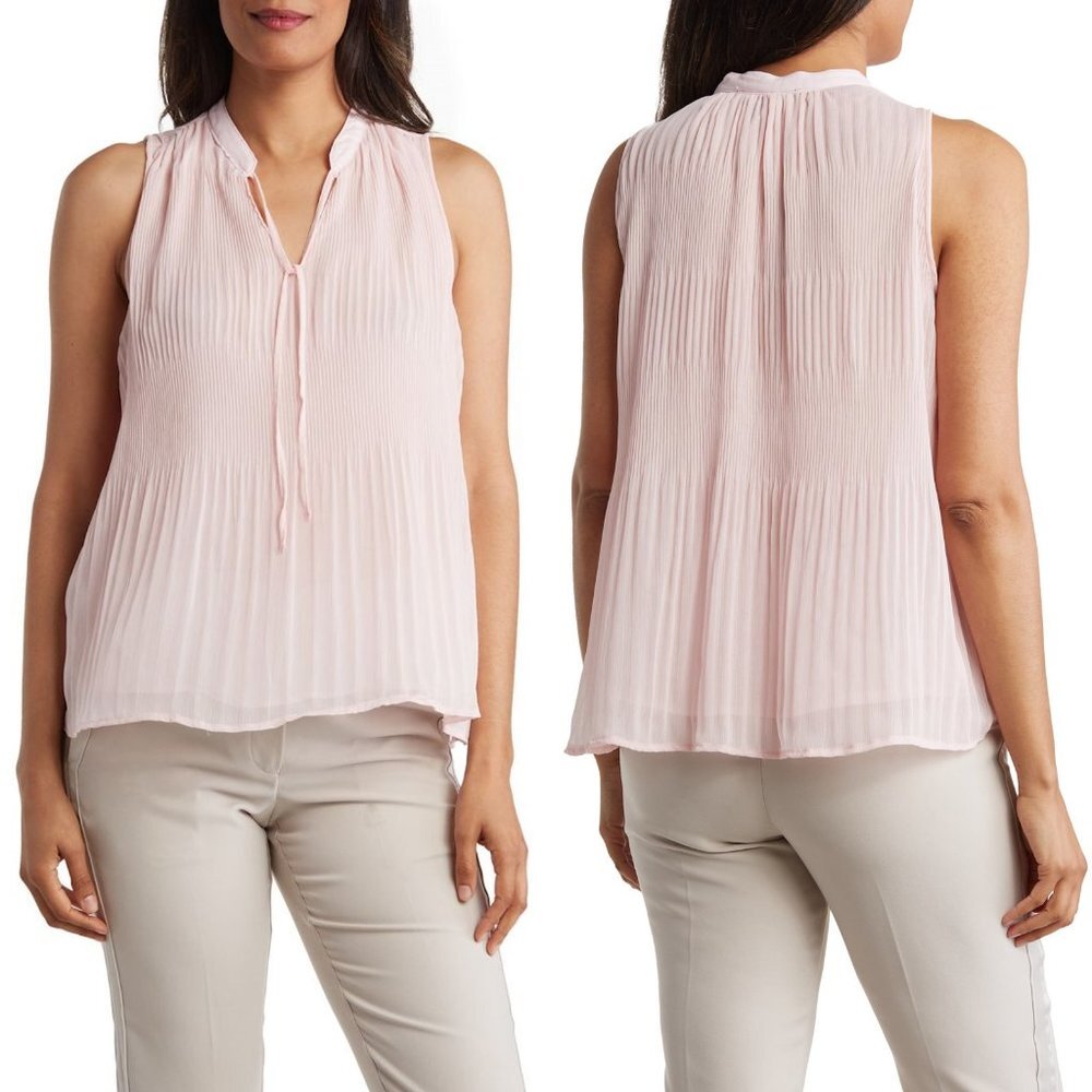 NWT New Ellen Tracy Sleeveless Pleat And Release Orchard Top Size M